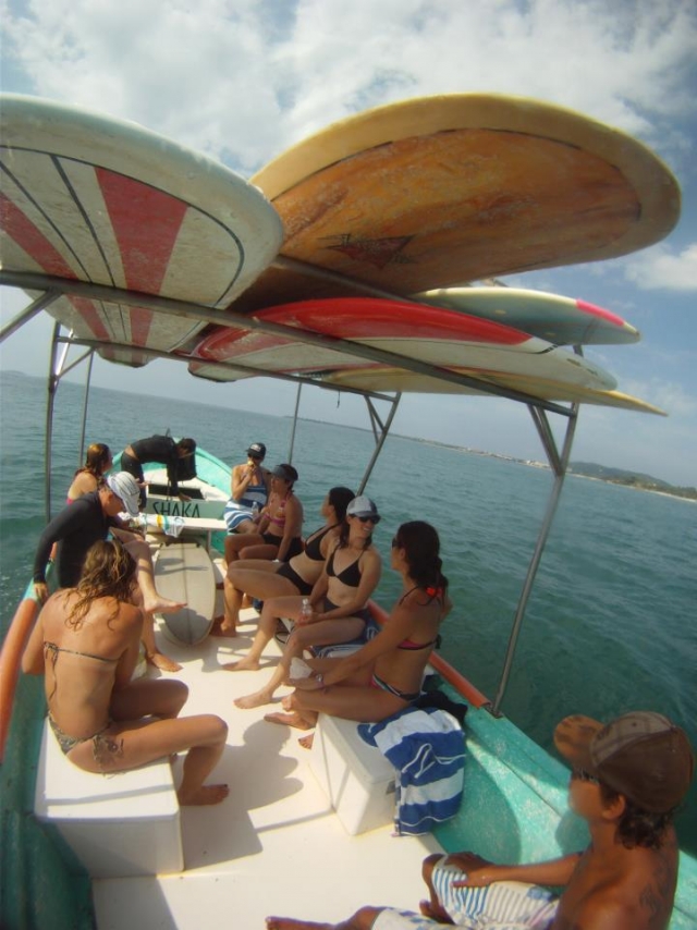  With the board in tow 